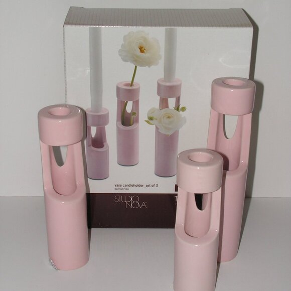 Mikasa Truck Bloom Set of 3 Vases Pink Ceramic - Picture 5 of 13